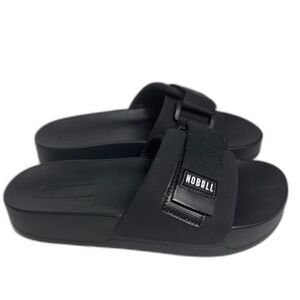NOBULL Slides Women's Size 5 Black Adjustable Slip On Sandals Gym Workout NWOB